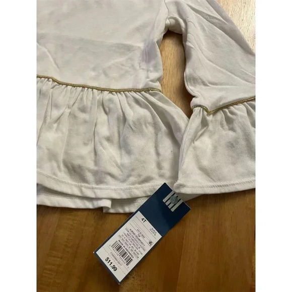 Genuine Kids Girls Ivory Ruffle Neck Long Sleeve Blouse Size 4 - Picture 2 of 6